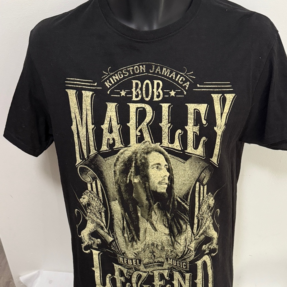Zion Rootswear Black and Gold Bob Marley Tee